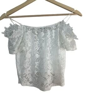 Active USA White Lace Crop Blouse